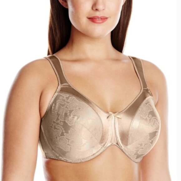 NWT Bali 3562 Satin Tracings Minimizer Bra in Rosewood 38C Item#338J - Picture 4 of 10